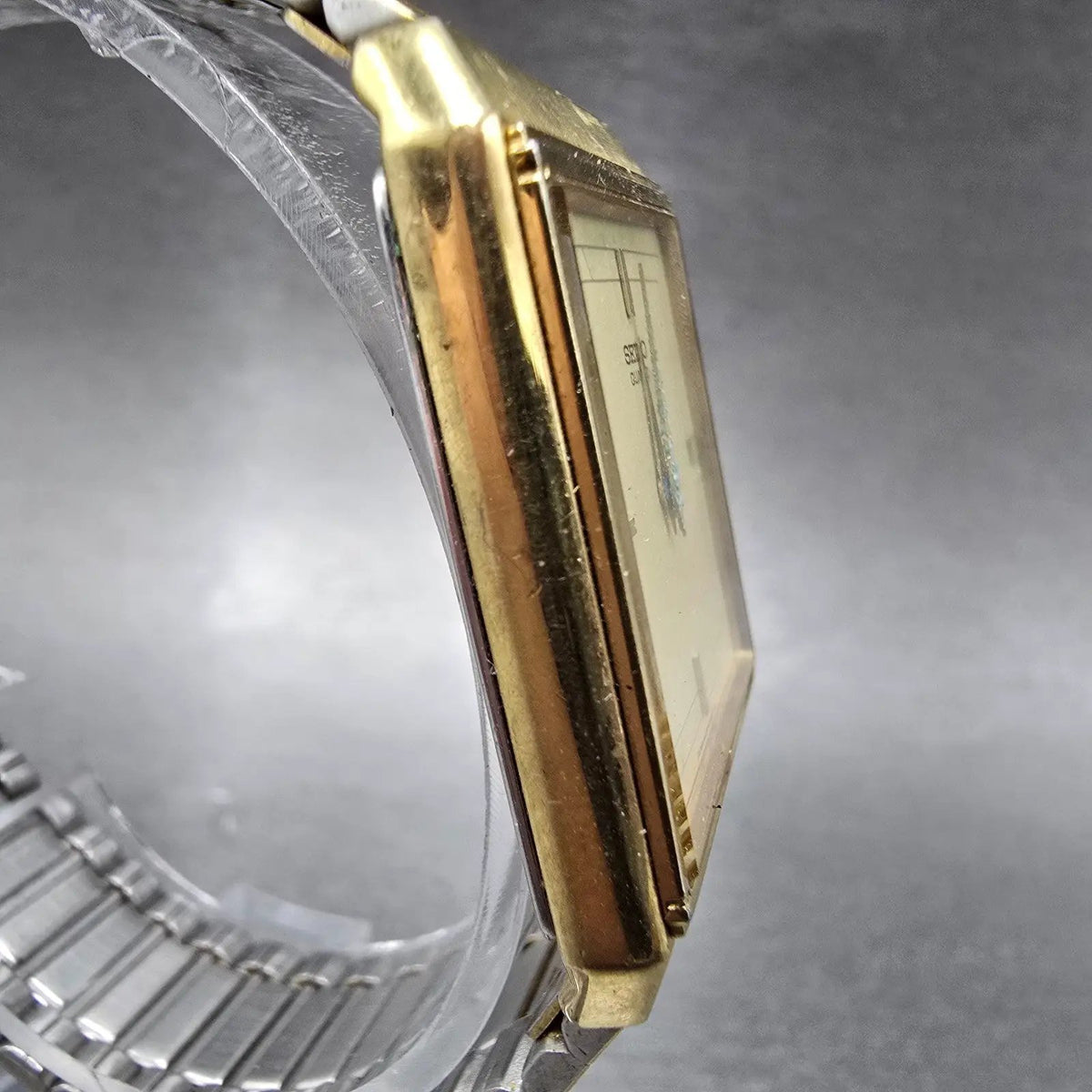 Seiko Tank Watch Men 27mm Gold Dial Gold Date 6439 Movement 5089 VTG PARTS4