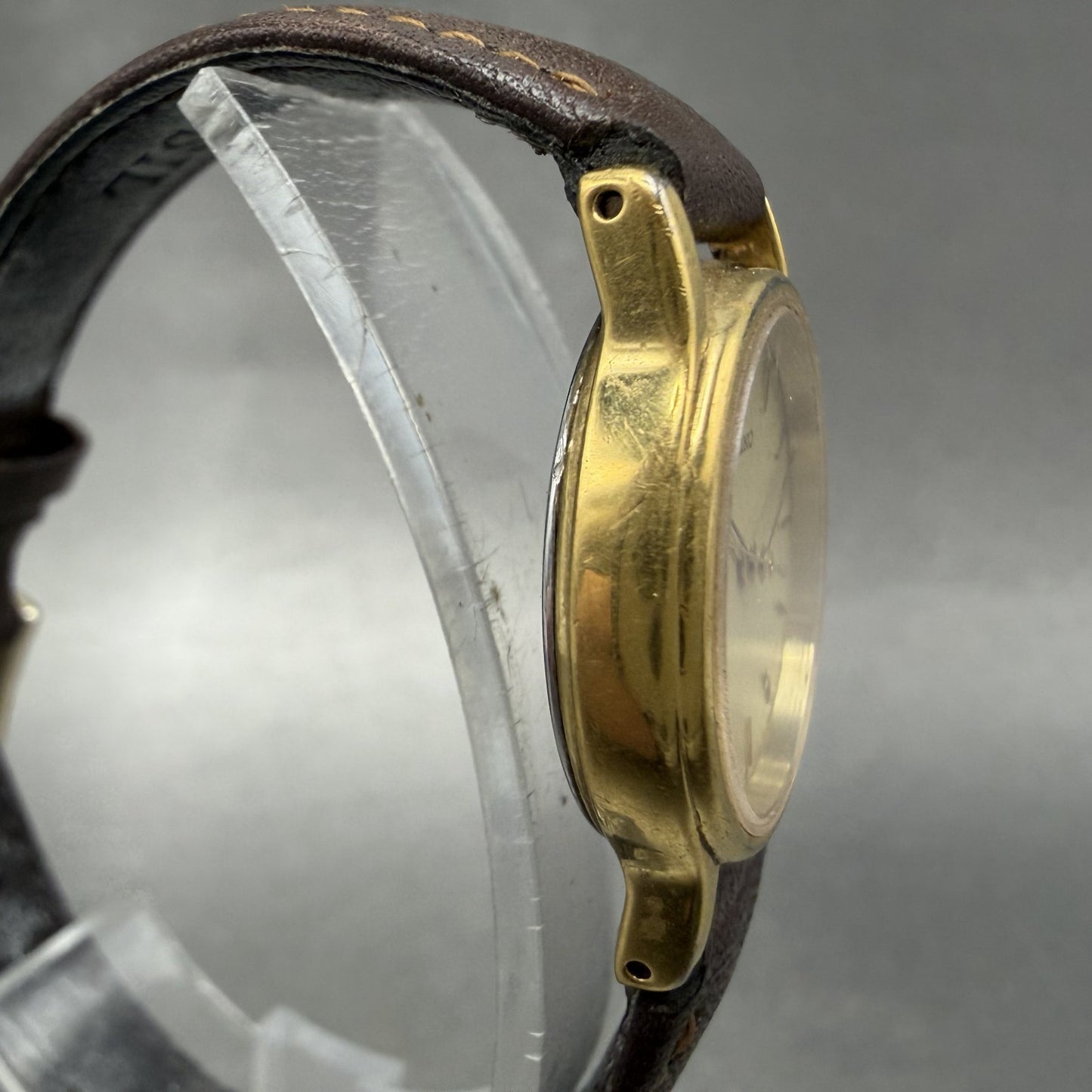 Seiko Watch Women 23mm Champagne Dial Gold Tone Round 2p21-0a9a New Battery3