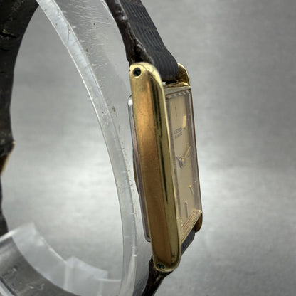 Seiko Tank Watch Women 12mm Champagne Dial Gold Tone 2E205239 New Battery3