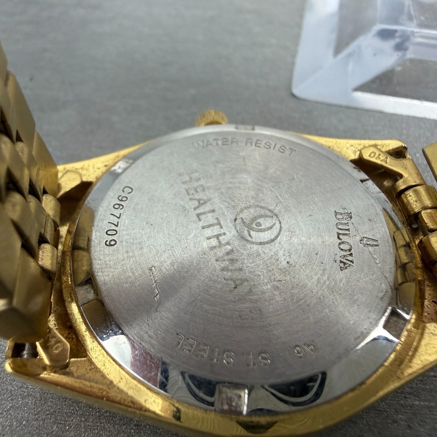 Bulova Marine Star Watch Men 35mm Gold Dial Gold Tone Date Round New Battery GH79