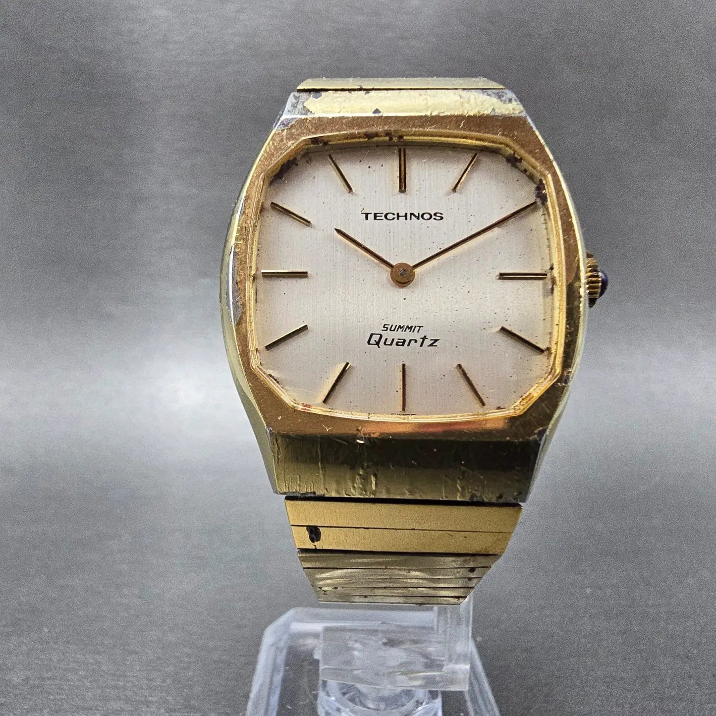 Technos Summit Watch Men 33mm White Dial Gold Tone Oval  Vintage PARTS6