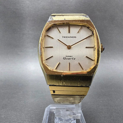 Technos Summit Watch Men 33mm White Dial Gold Tone Oval  Vintage PARTS6