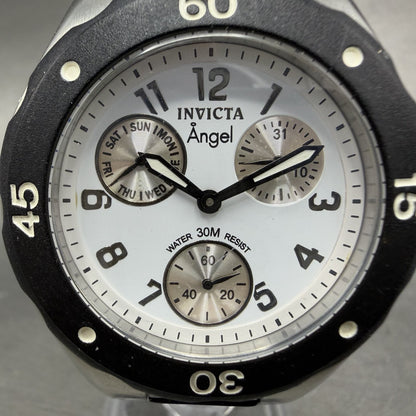 Invicta Angle Watch Women 38mm White Dial Steel Daydate Black 0733 New battery1