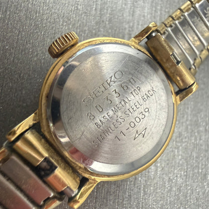 Seiko Watch Women 20mm Gold Dial Gold Tone Round 11-0039 Manual wind Works10