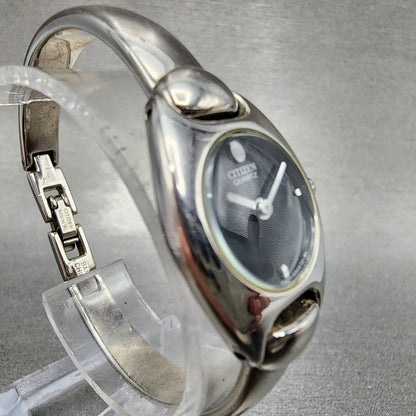 Citizen Watch Women 20mm Black Dial Silver Tone Round 5421-S76434 New Battery