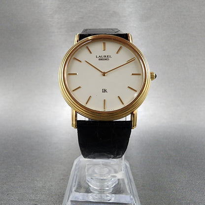 Seiko Laurel Watch Men 32mm White Dial Gold Tone 5A540340 New Battery VTG4