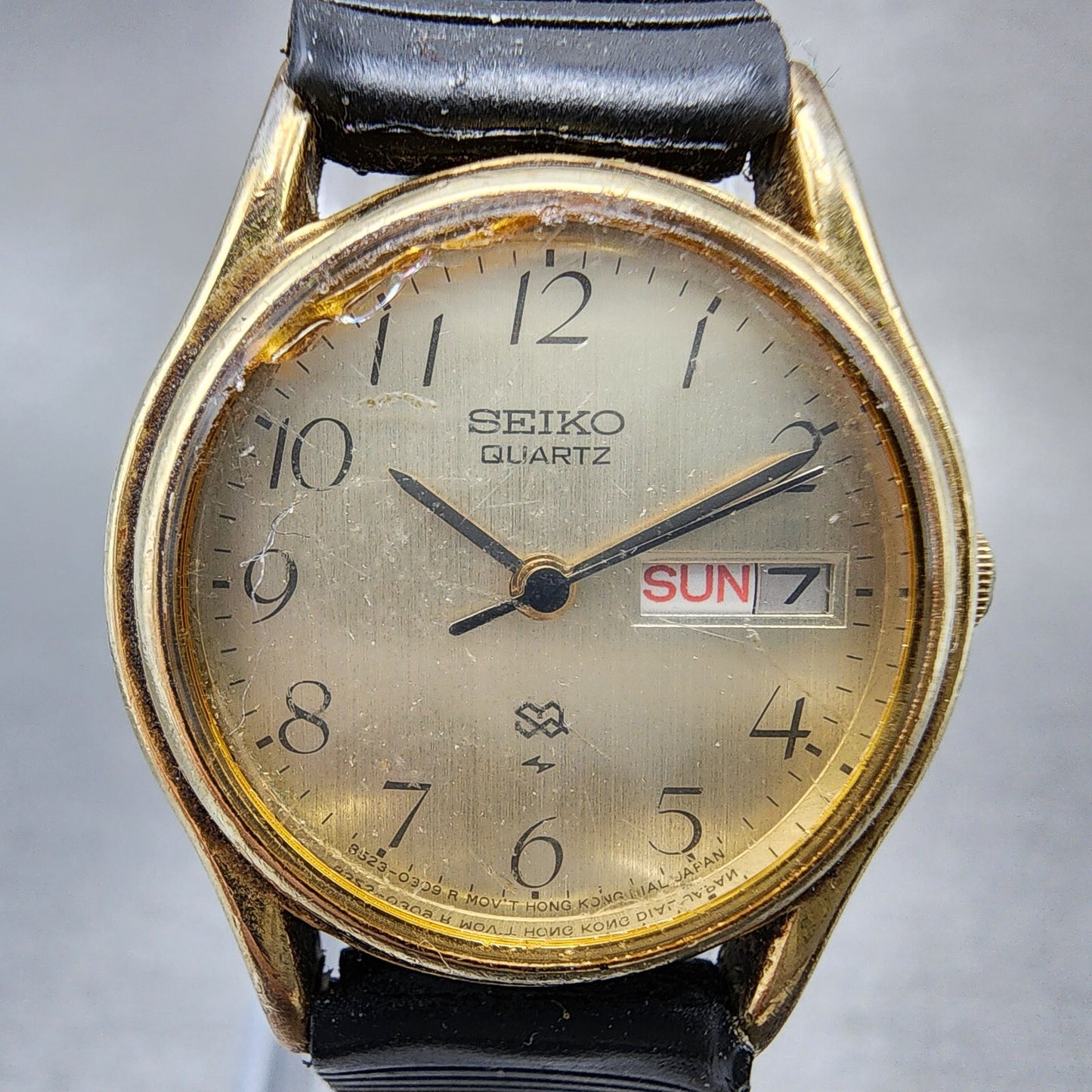 VTG Seiko SQ Watch Women 23mm Champagne Dial Gold Tone Daydate Round New Battery1
