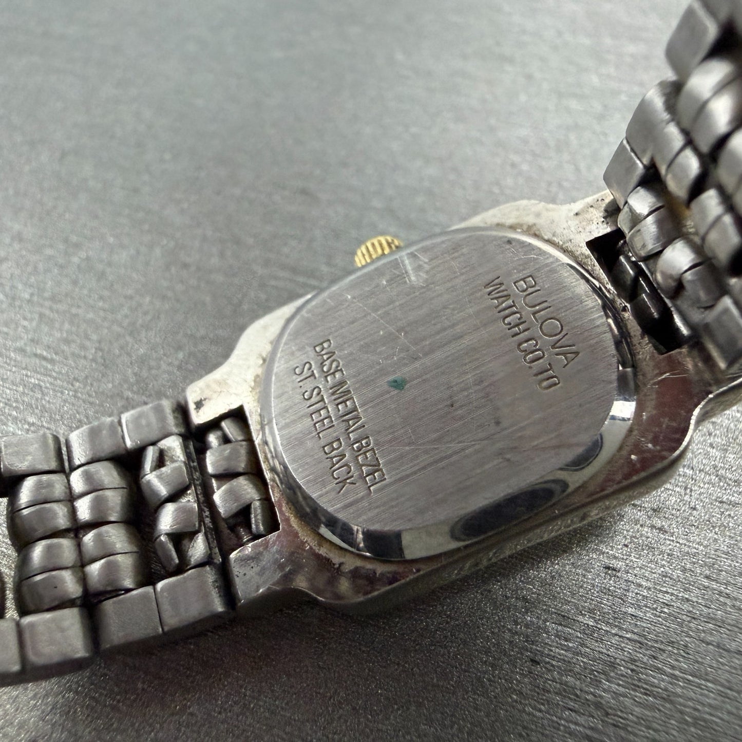 Bulova Tank Watch Women 17mm Black Dial Two Tone Rectangle 90H01T New Battery9