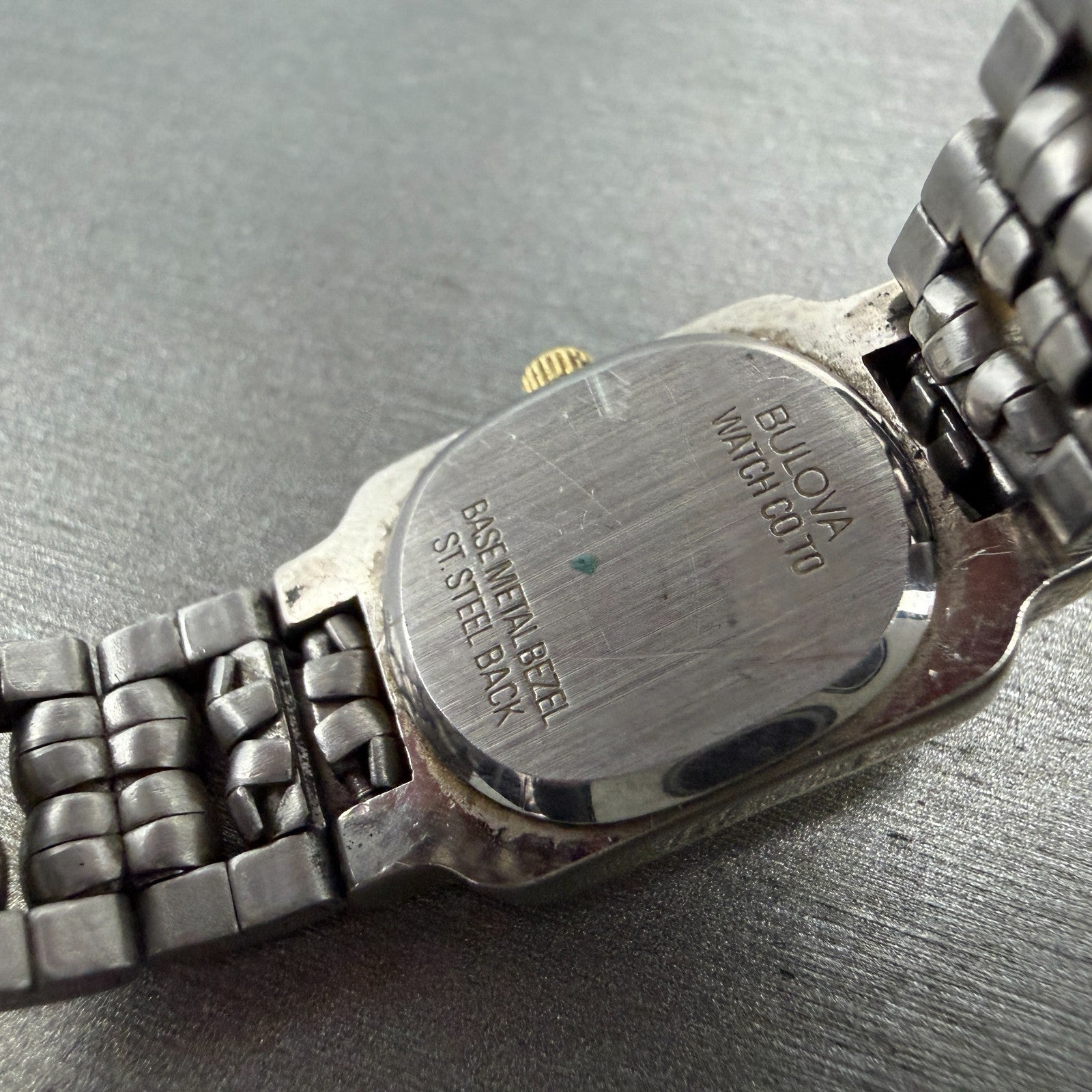 Bulova Tank Watch Women 17mm Black Dial Two Tone Rectangle 90H01T New Battery9