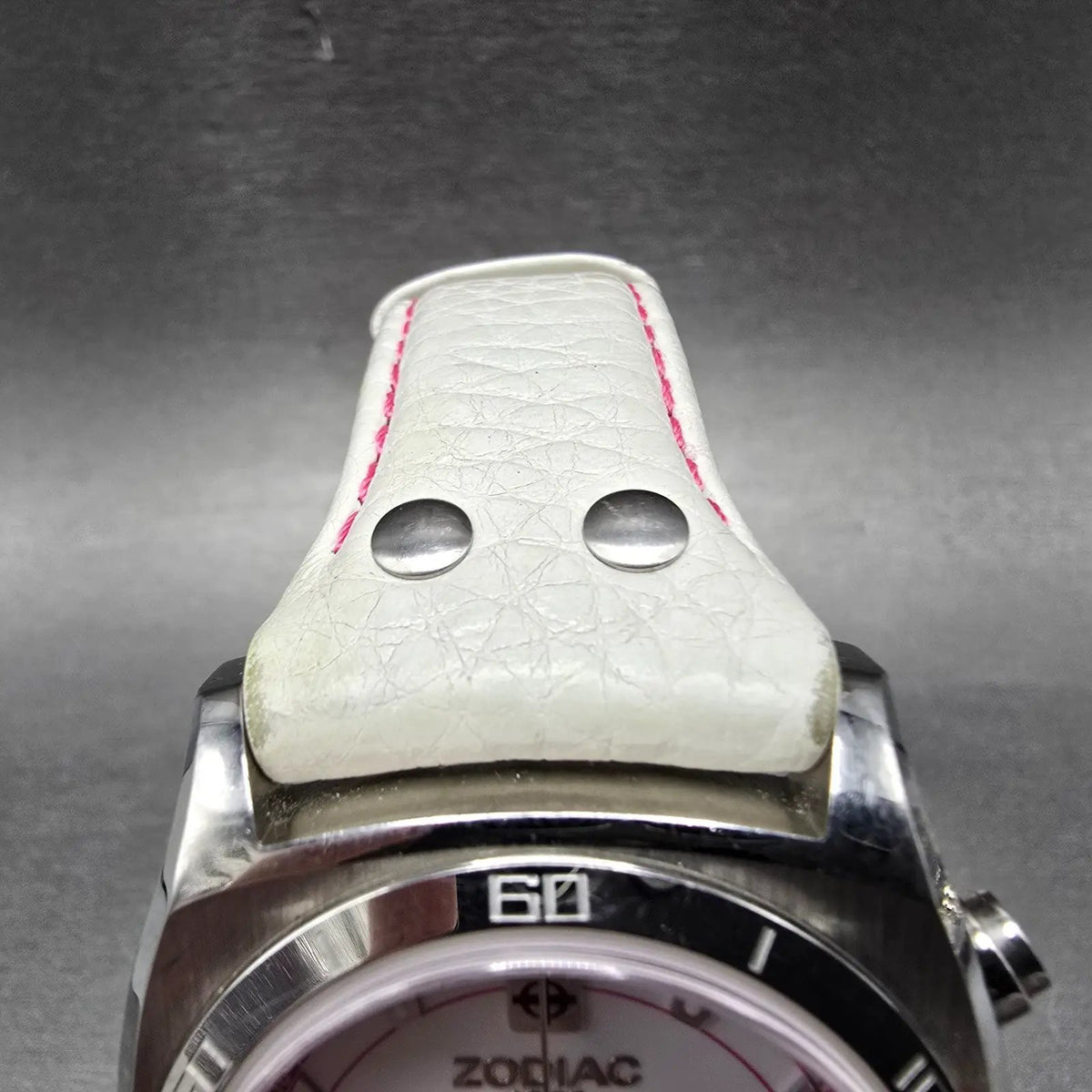 Zodiac Desert Master Chronograph Watch Women 40mm White Dial Steel Date New batt4
