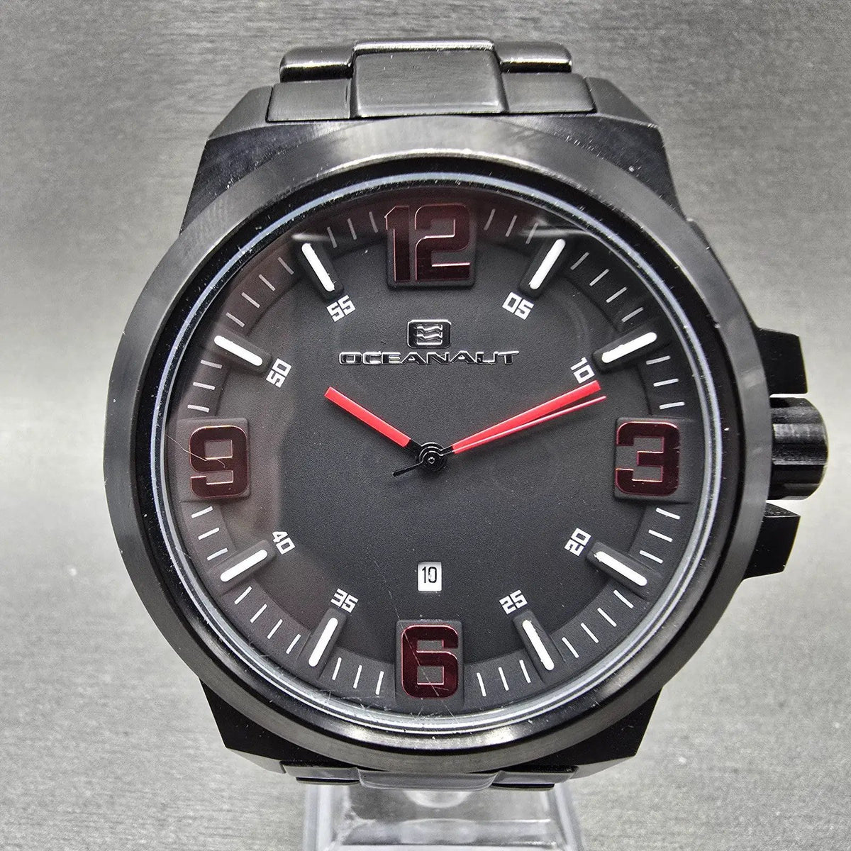 Oceanaut Armada Watch Men 49mm Black Dial Black Red Round OC7312 New Battery0