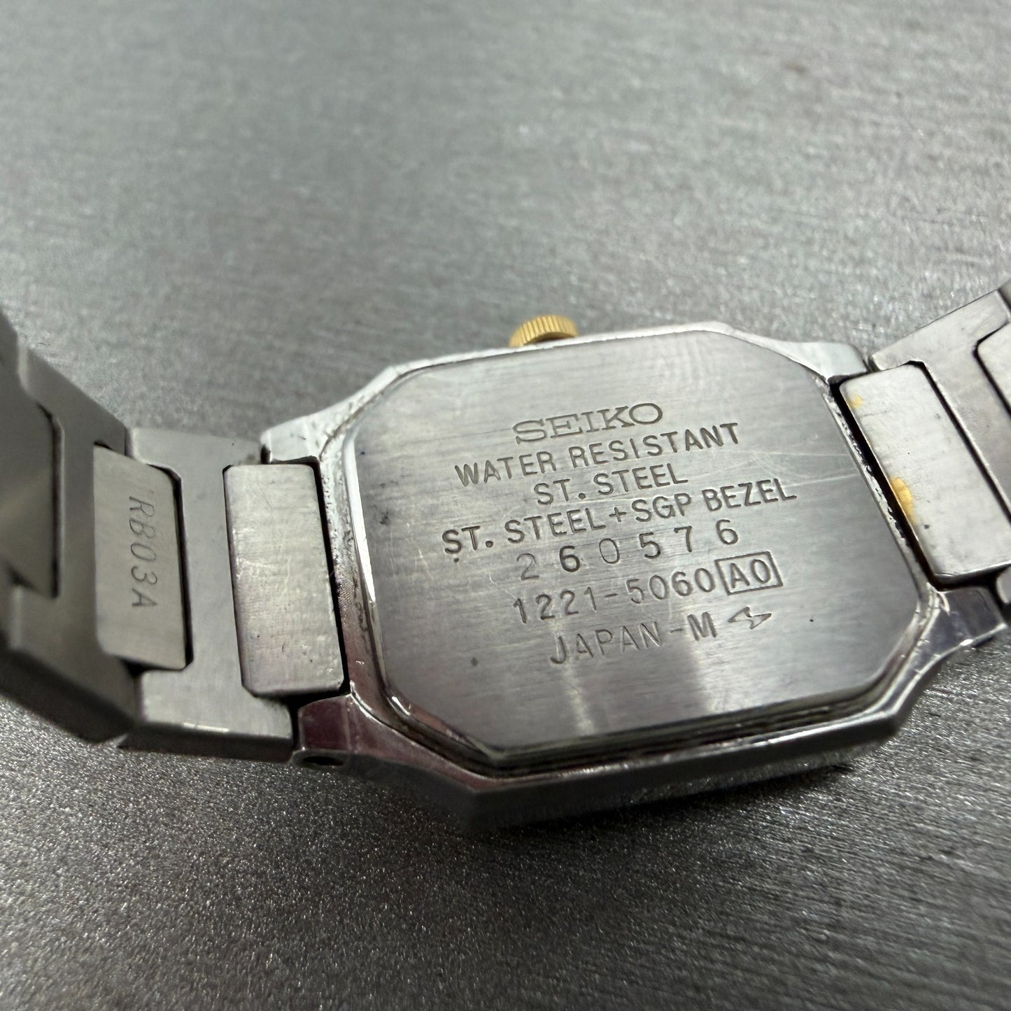 Seiko Tank Watch Women 20mm Silver Dial Two Tone Rectangle 1221-5060 New Battery9