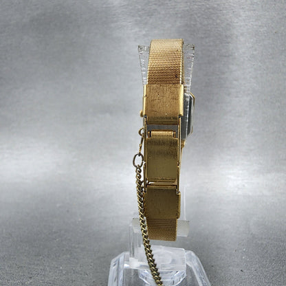 Seiko Tank Watch Women 19mm Blue Dial Gold Tone Octagon 2c205850 New Battery7