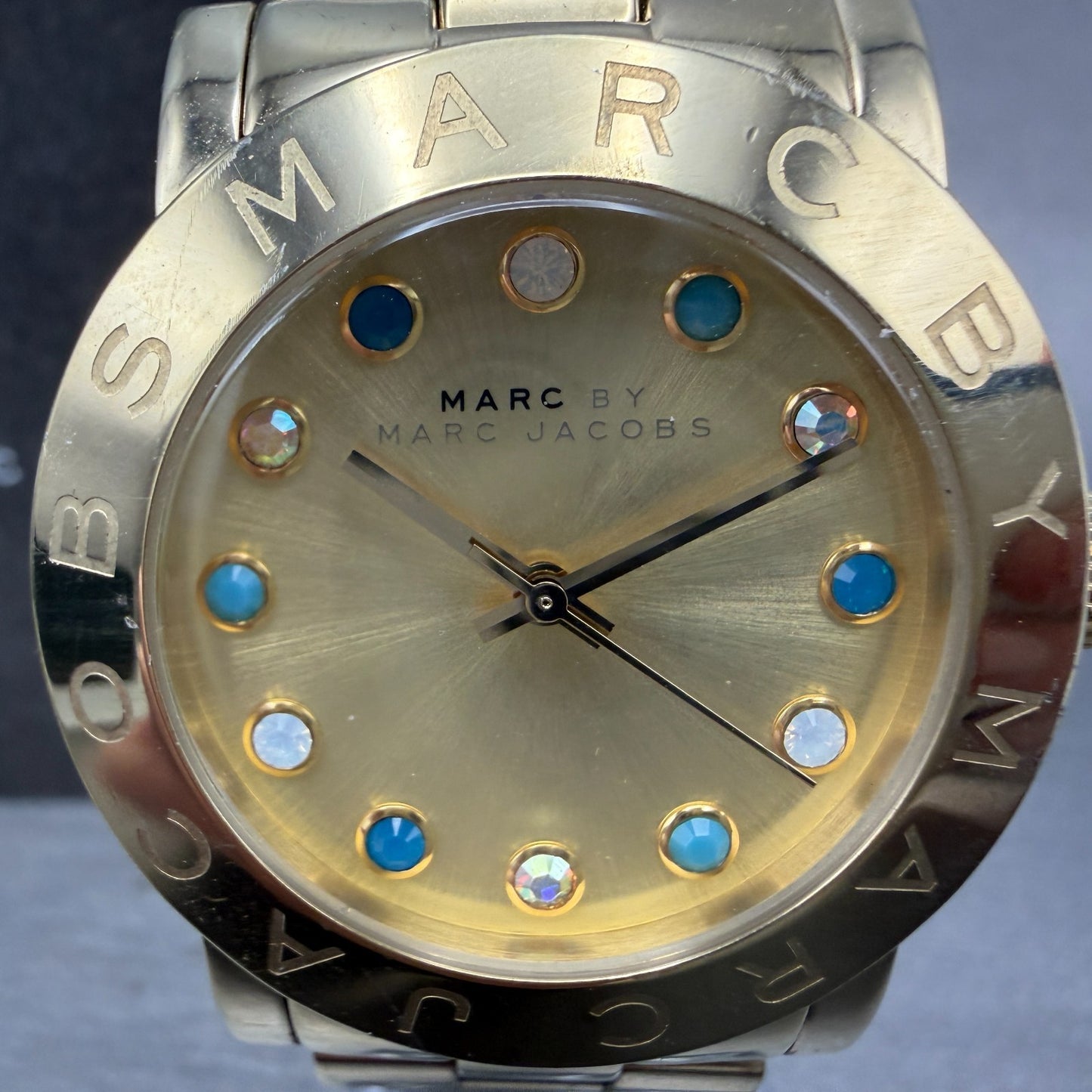 Marc Jacobs  Amy Dexter Watch Women 36mm Gold Dial Gold Tone Round New battery1