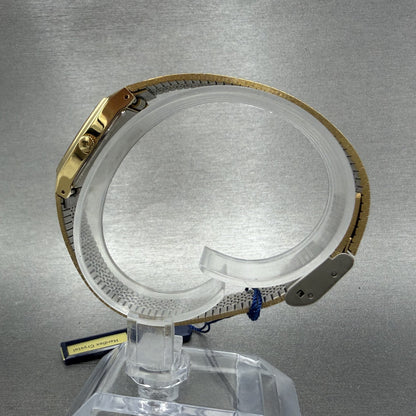 Seiko Tank Watch Women 20mm Gold Dial Gold Tone Rectangle 8Y215029 New Batt NOS6