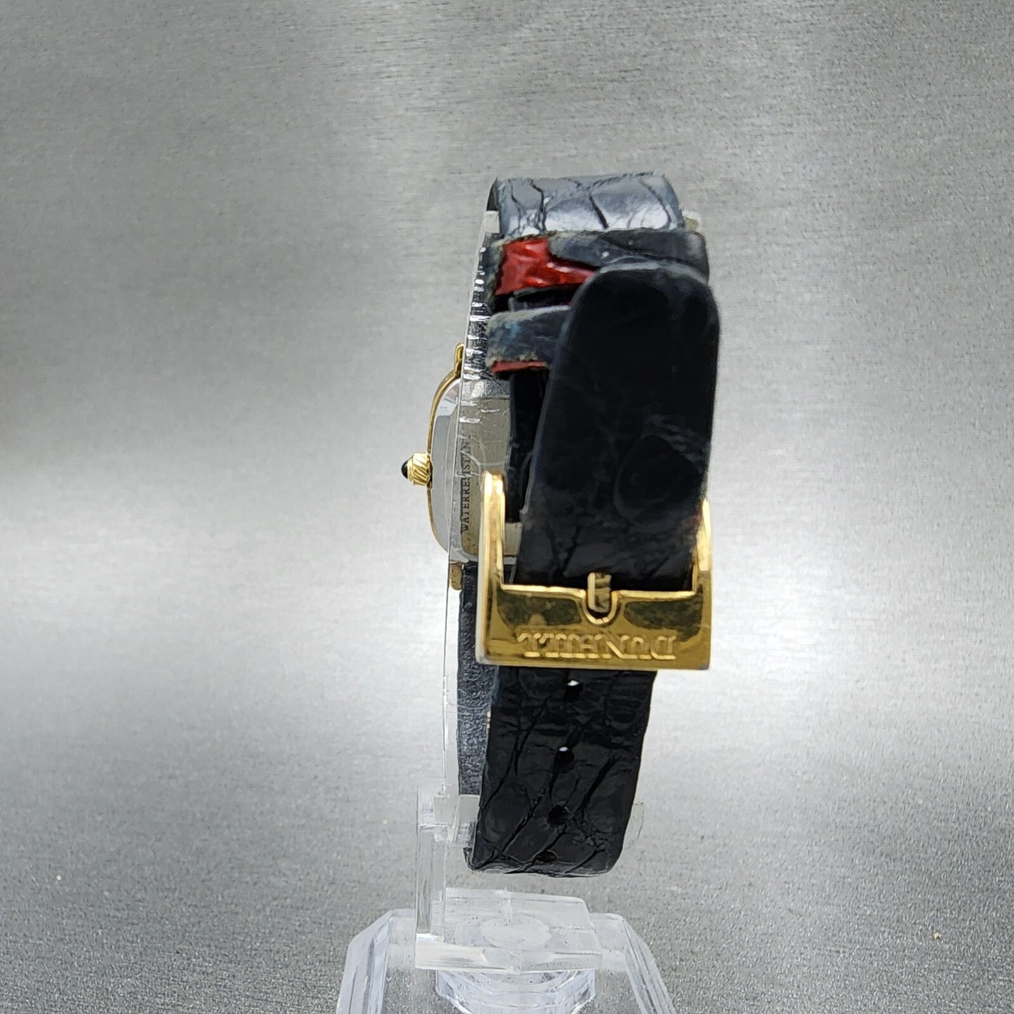 Dunhill Tank Watch Women Black Dial Gold Tone 9 17063 Rectangle Swiss made PARTS8