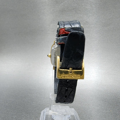Dunhill Tank Watch Women Black Dial Gold Tone 9 17063 Rectangle Swiss made PARTS8