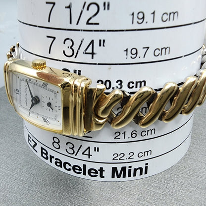 Hamilton Benton Tank Watch Women 19mm White Dial Gold Tone Rectangle New Batt10