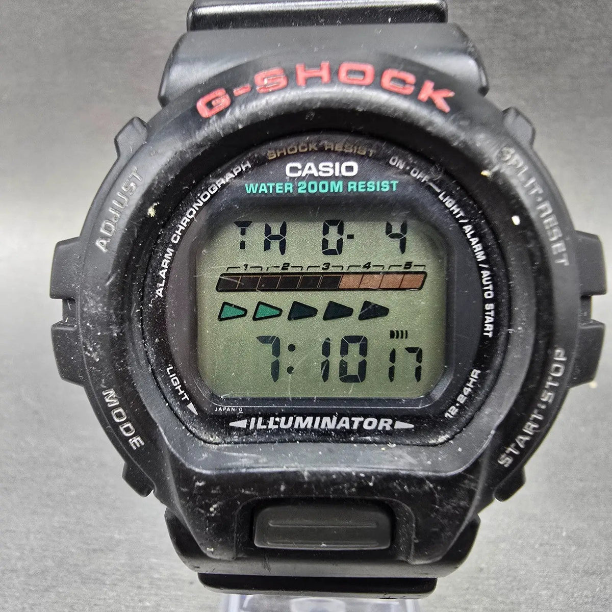 Casio G-Shock DW-6600 Watch Men 50mm Black Red Chronograph Alarm New Batt VTG0