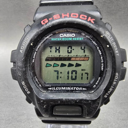 Casio G-Shock DW-6600 Watch Men 50mm Black Red Chronograph Alarm New Batt VTG0