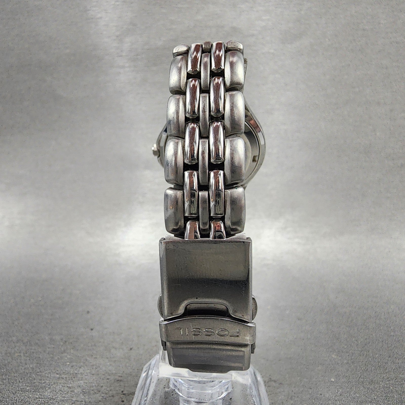 Fossil Blue Dive Watch Women 30mm Orange Dial Silver Tone Date AM3578 New Batt7