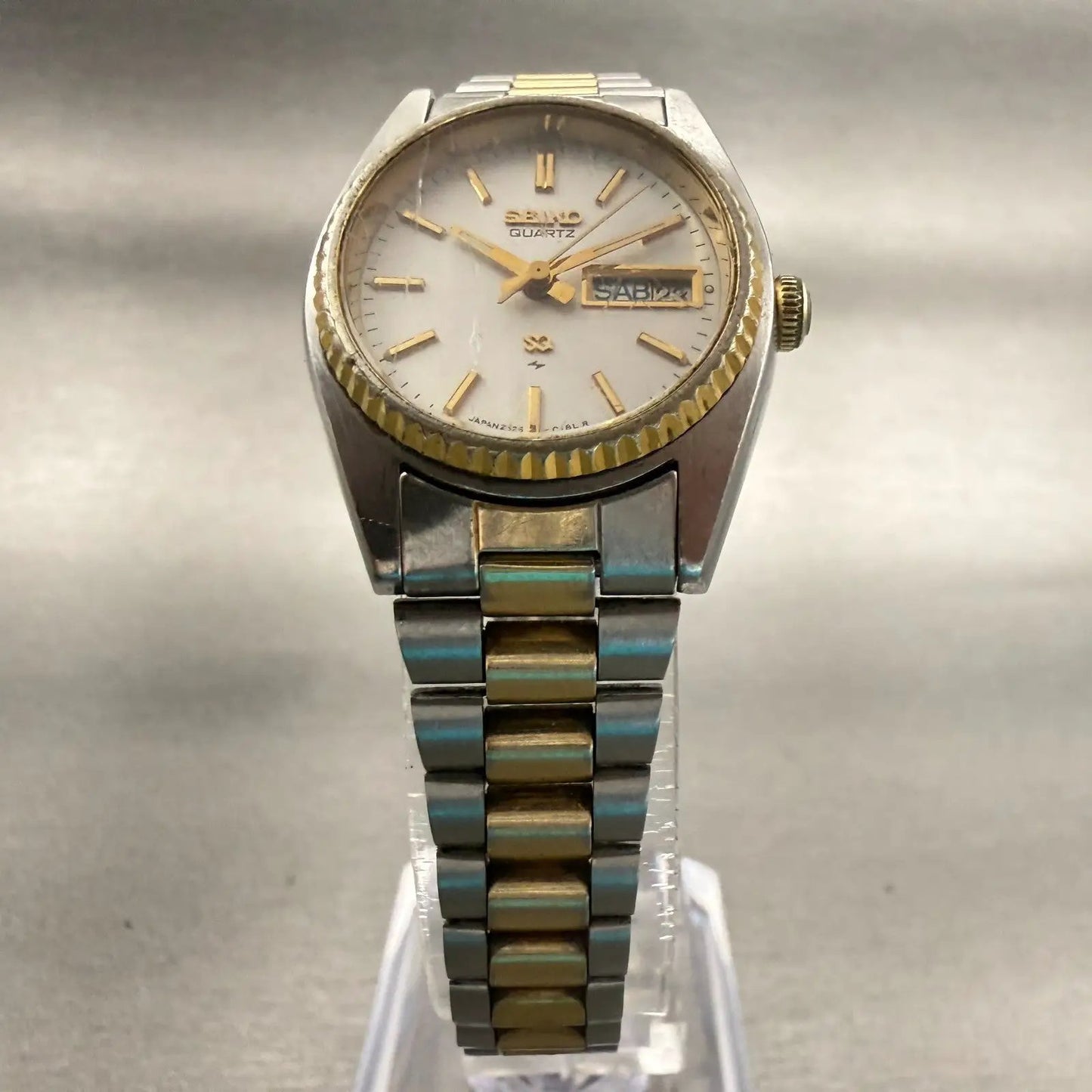 Seiko SQ Watch Women 24mm Silver Dial Two Tone Daydate Round 2626-0159 New Batt5