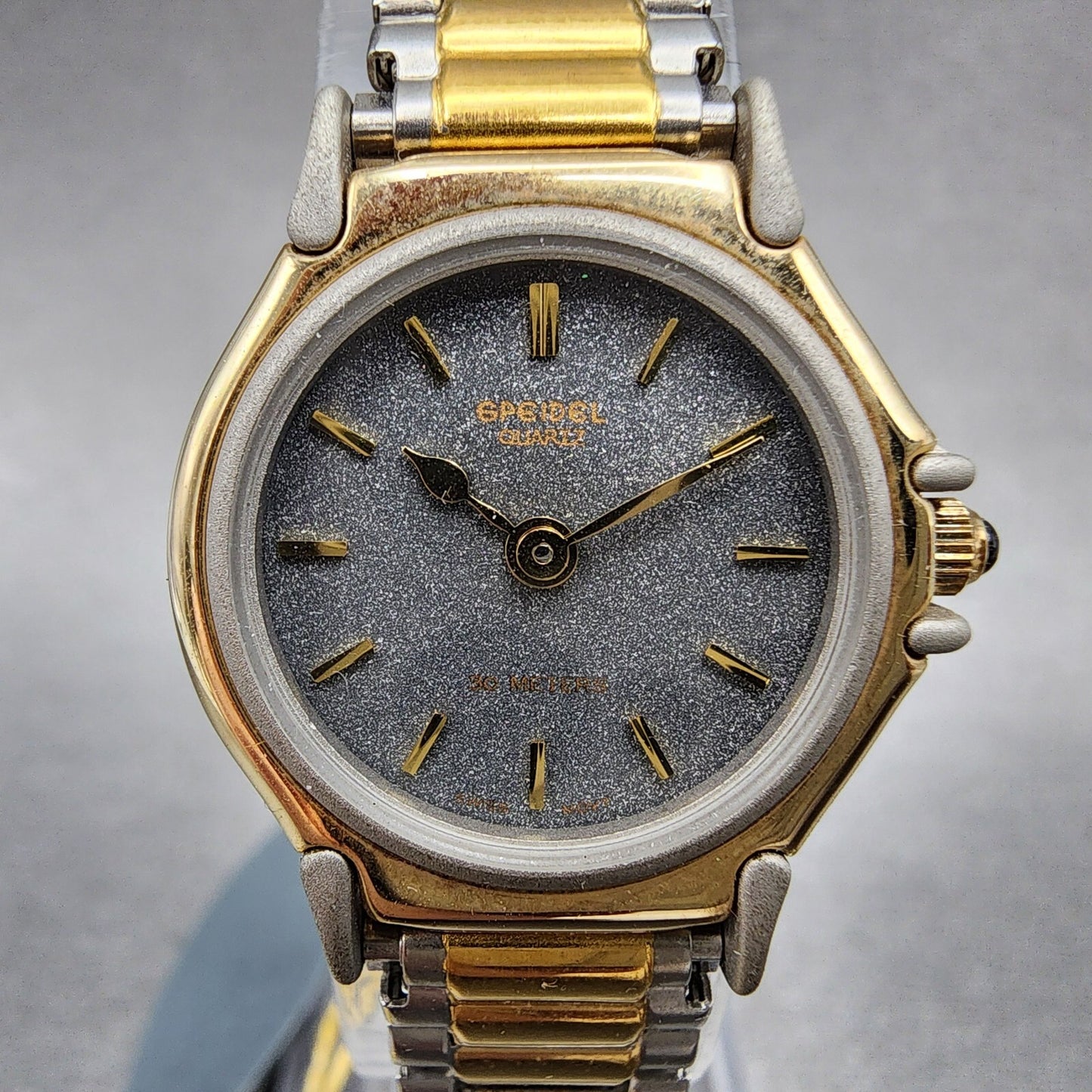 Speidel Watch Women 22mm Gray Dial Two Tone Round New Battery NOS