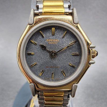 Speidel Watch Women 22mm Gray Dial Two Tone Round New Battery NOS