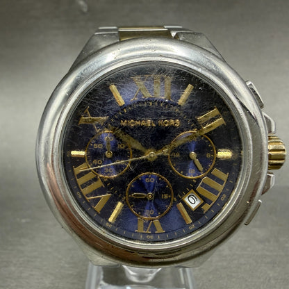 Michael Kors Camile Chrono Watch Women 43mm Blue Dial Two Tone Date MK-5758 ABC0
