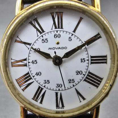 Movado Watch Women 28mm White Dial Gold Tone Round 87-47-825 Round New Battery1