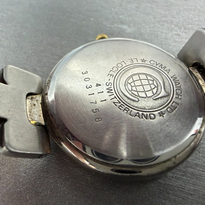Cyma Sealord Watch Men 32mm Silver Dial Two Tone Round 411 New Battery10