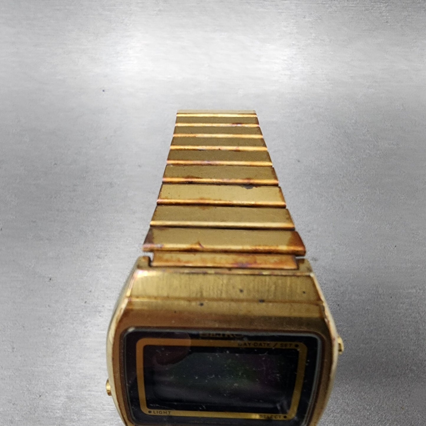Seiko Digital Watch 34mm Gold Tone Daydate Rectangle F0395010 PARTS5