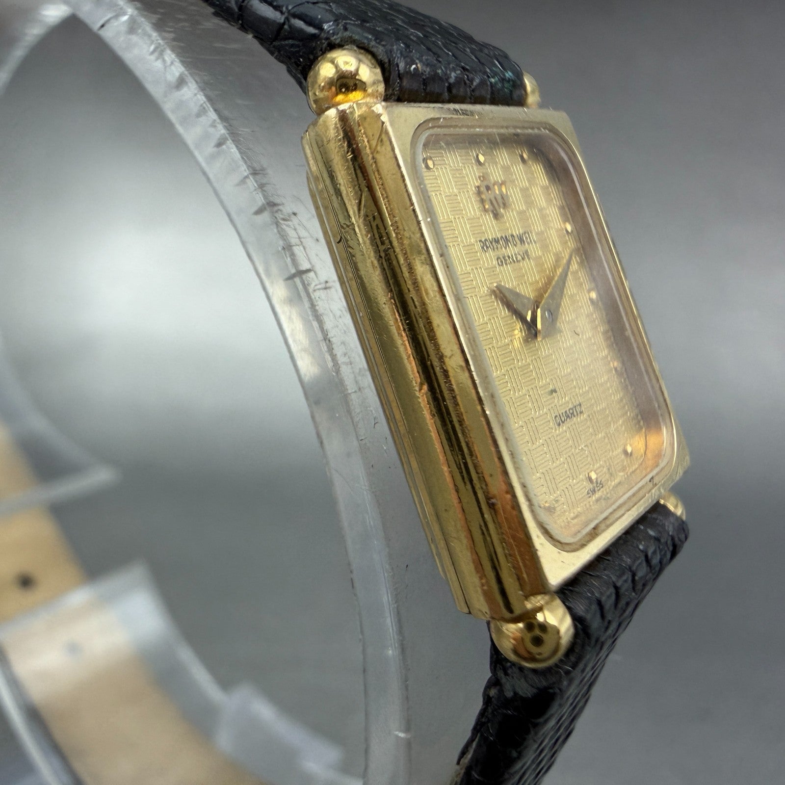 Raymond Weil Tank Watch Women 17mm Gold Dial Gold Plated Rectangle 5732 PARTS4