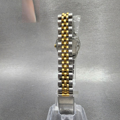Seiko SQ Watch Women 24mm Gold Dial Two Tone Daydate 24mm Round New Battery J1237
