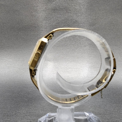 VTG Seiko Watch Women 13mm Gold Dial Gold Tone Rectangle 13205779 New Battery6