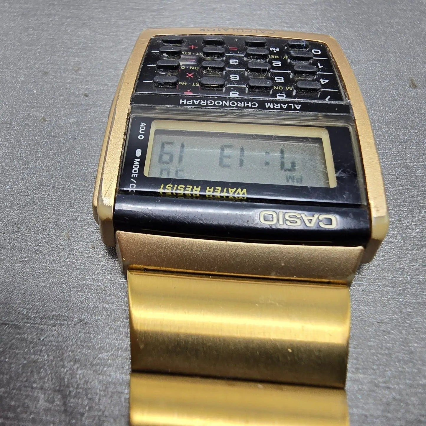 Casio Calculator CA-506 Watch Men 35mm Gold Alarm Chronograph READ!! New Battery5