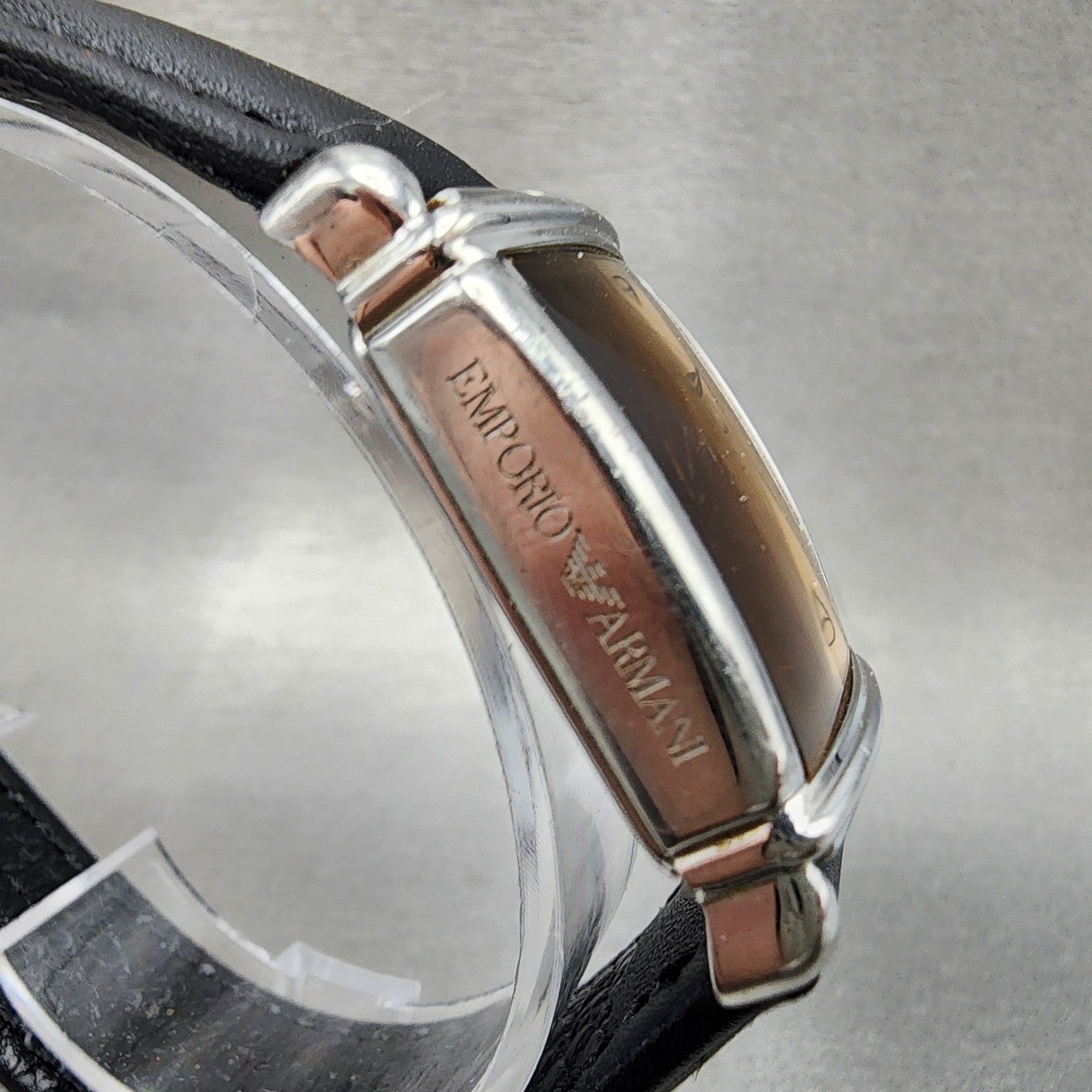 Emporio Armani Tank Watch Women 24mm Cream Dial Steel Rectangle AR0204 New Batt3