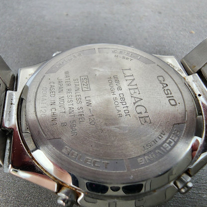 Casio Lineage Watch men 38mm White Dial Steel Date Round Solar LIW120 Runs9