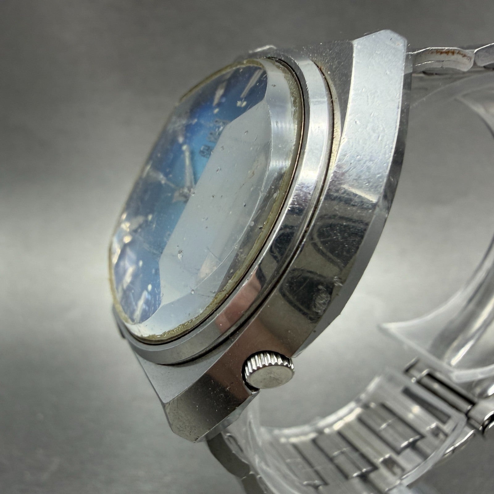 Seiko 5 Actus SS Watch Men 38mm Blue Dial Silver Tone Daydate 6106-7700 PARTS3