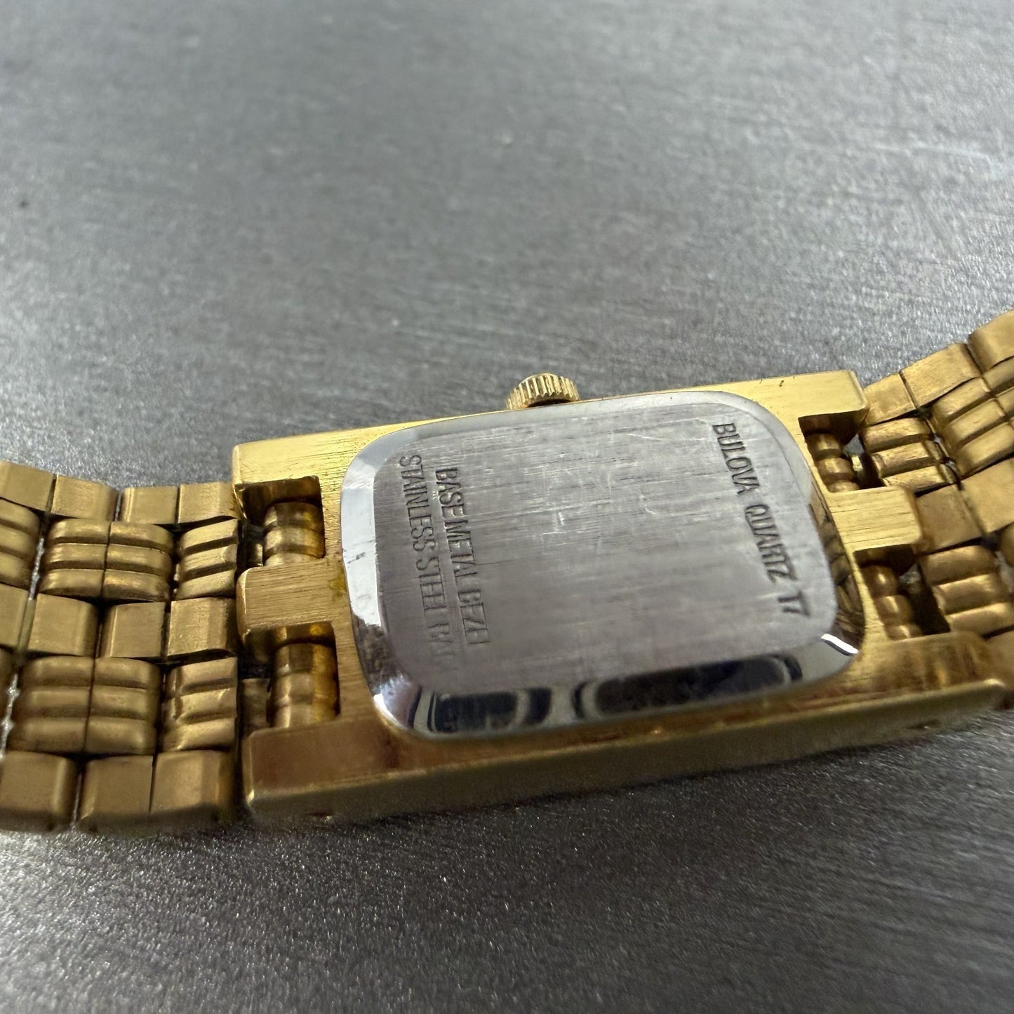 Bulova Tank Watch Women 14mm Champagne Dial Gold Tone 97P13 New Battery ABC9