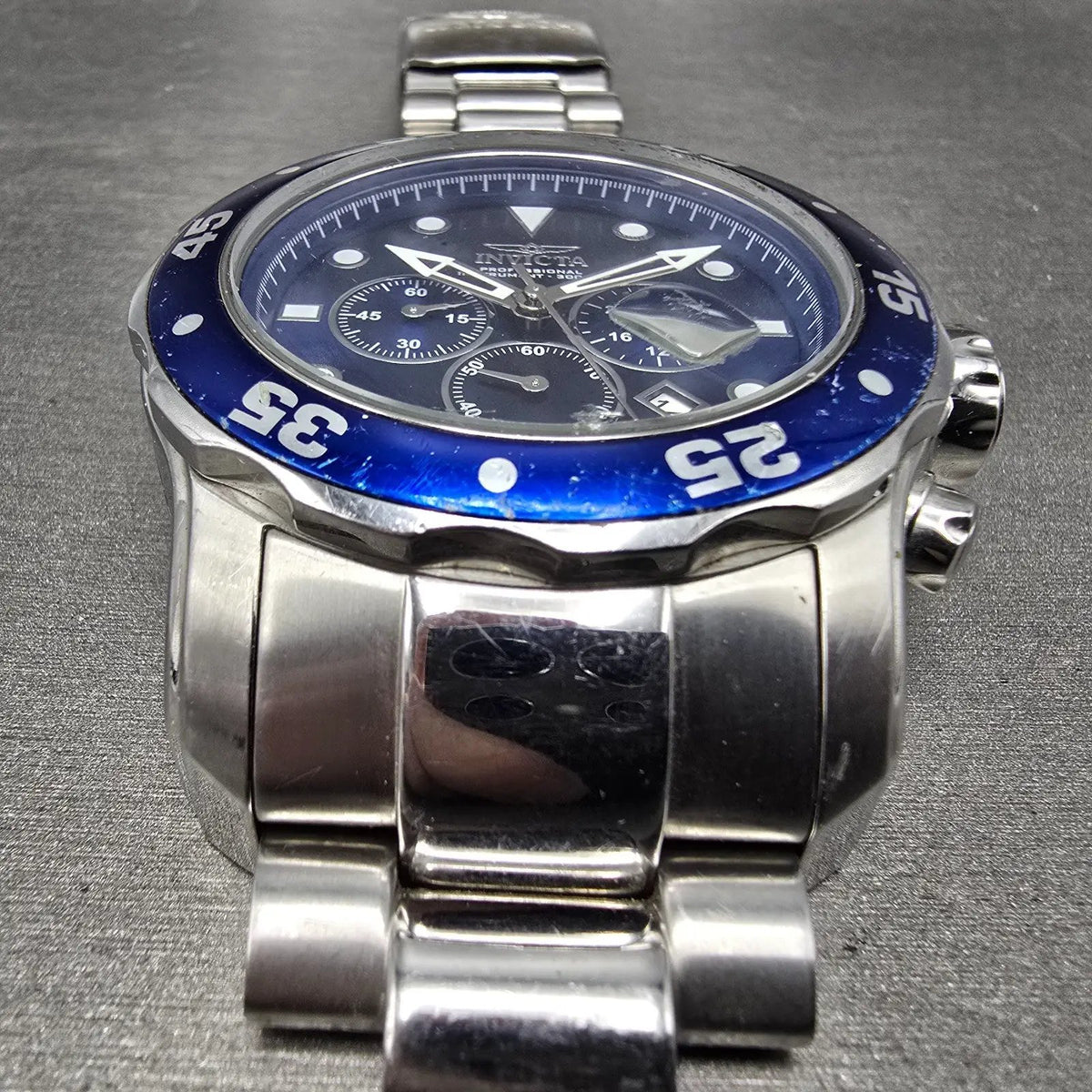 Invicta Pro Diver Chronograph Watch Men 48mm Blue Dial Steel Date 15082 New Batt2