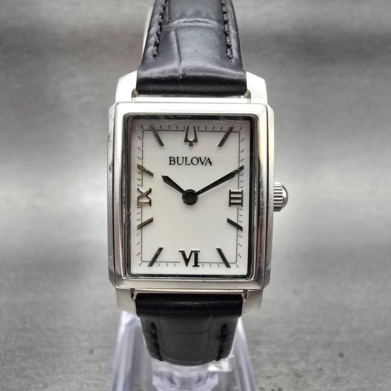 Bulova Tank Watch Women 21mm MOP Dial Silver Tone Rectangle 96L330 New Battery0