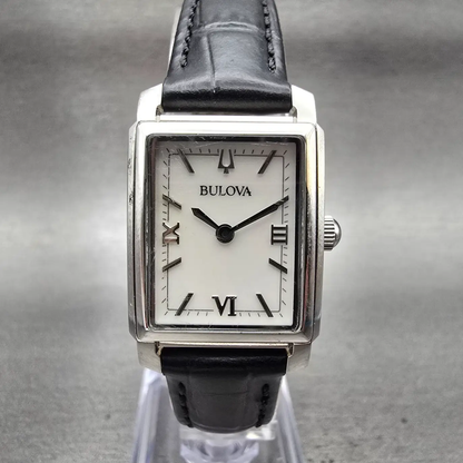 Bulova Tank Watch Women 21mm MOP Dial Silver Tone Rectangle 96L330 New Battery0