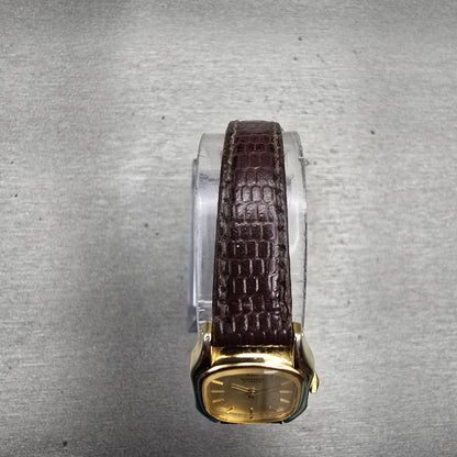 Seiko Watch Women 17mm Champagne Dial Gold Tone Rectangle 2Y00-5250 New Battery4