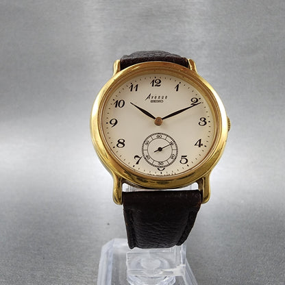 Seiko Avenue Watch Men 32mm White Dial gold Tone 2k236130 New Battery READ!!!!!5