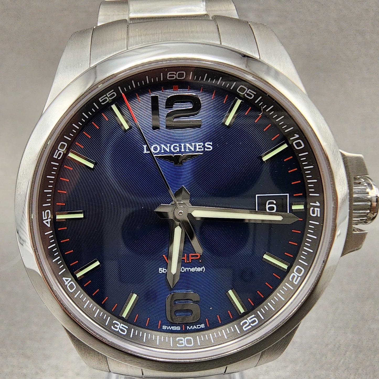 Longines VHP Watch Men 42mm Blue Dial Steel Date Round L3.726.4.96.6 New Battery1