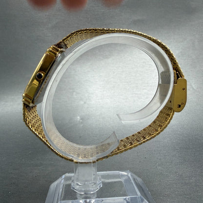 Elgin Watch Men 26mm Gold Dial Gold Tone Rectangle FK282 New Battery VTG6