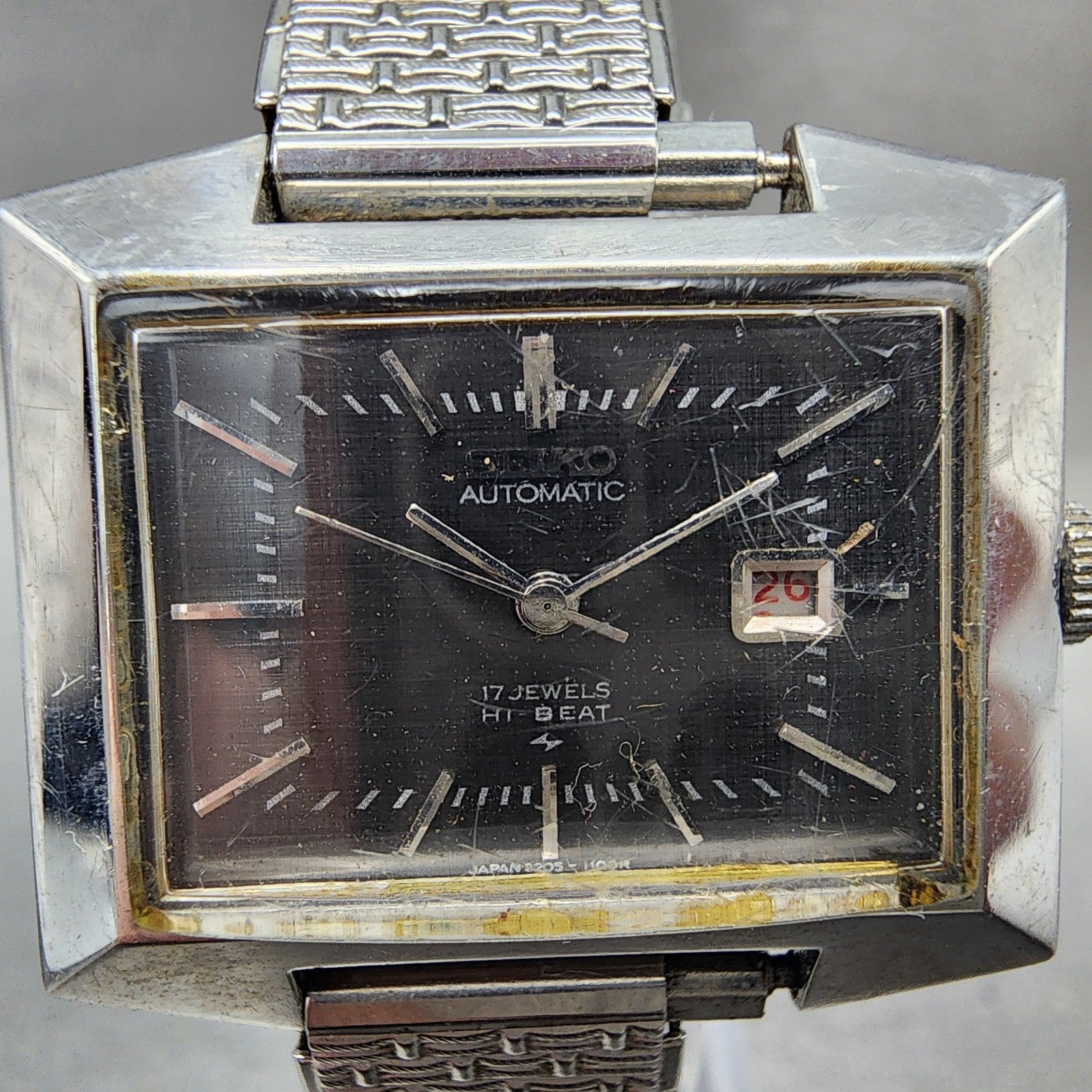 Seiko Automatic Watch Women 30mm Gray Dial Silver Tone Rectangle Automatic Runs1
