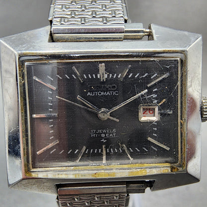 Seiko Automatic Watch Women 30mm Gray Dial Silver Tone Rectangle Automatic Runs1