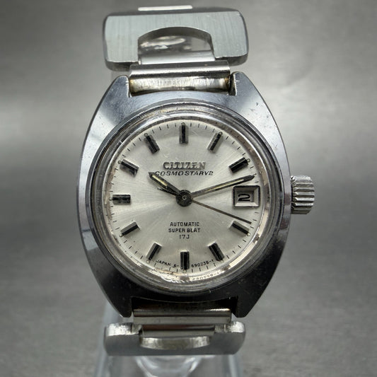 Citizen CosmoStar V2 Watch Women 25mm Silver Dial Silver Tone Date AutomaticRuns0
